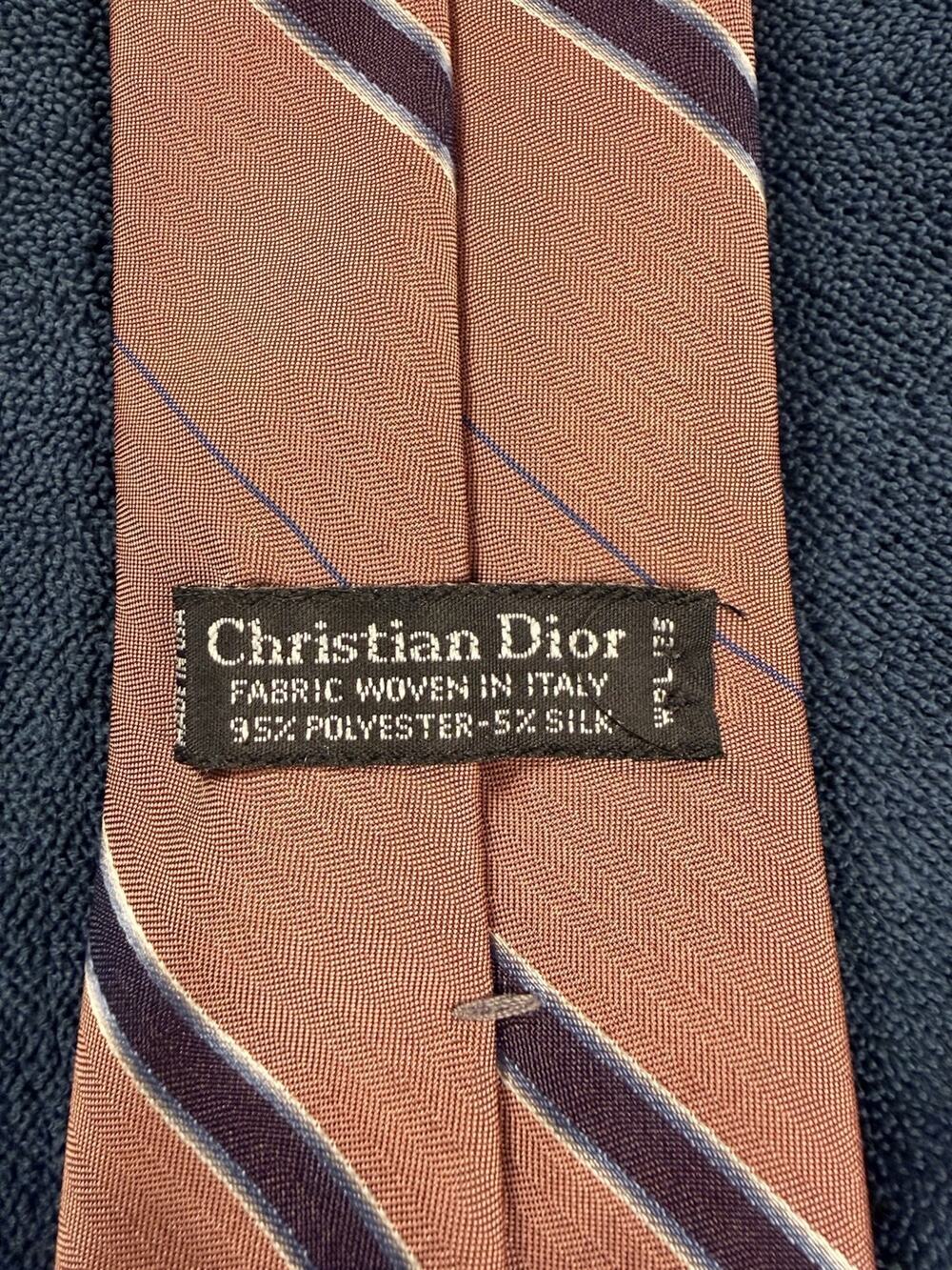 Christian Dior Monsieur Pink Striped Tie Italy Designer Necktie Classic Luxury
